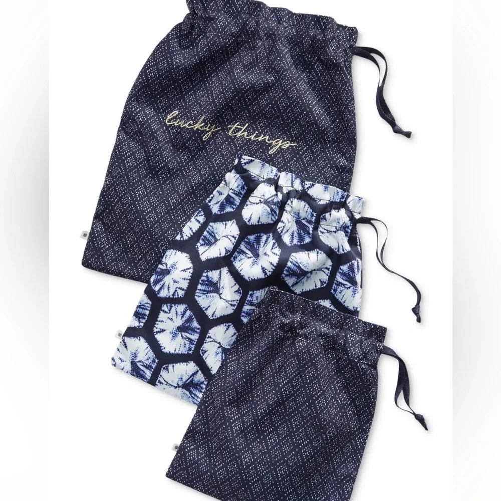 Lucky Brand Indigo-Dye Laundry Bag 3-Piece Set NWOT